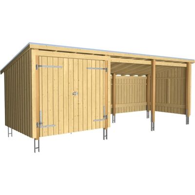 Plus Nordic Multi Gartenhaus - 3 Module, Doppeltür, Natur Plus Nordic Multi Gartenhaus - 3 Module, Doppeltür, Natur