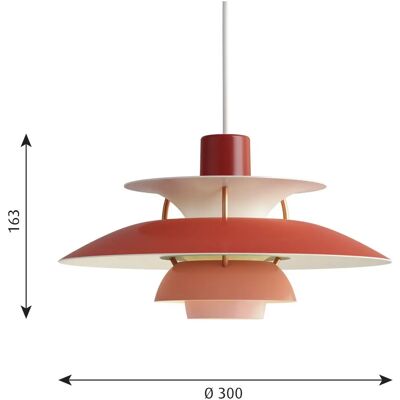 Louis Poulsen PH 5 Mini - Rød - Pendellampe - Tidløst design Louis Poulsen PH 5 Mini - Rød - Pendellampe - Tidløst design