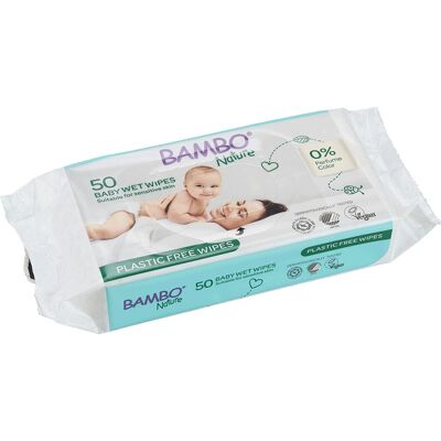 Lenços Umedecidos Bambo Nature - Biodegradáveis, Sem Plástico, 50 unidades Lenços Umedecidos Bambo Nature - Biodegradáveis, Sem Plástico, 50 unidades