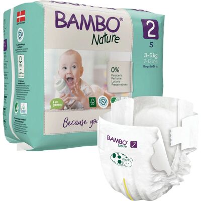 Fraldas ecológicas Bambo Nature - Hipoalergênicas, 30 unidades Fraldas ecológicas Bambo Nature - Hipoalergênicas, 30 unidades