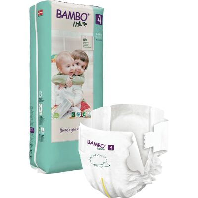 Pieluchy ekologiczne Bambo Nature - 48 sztuk, Rozmiar 4, Hipoalergiczne Pieluchy ekologiczne Bambo Nature - 48 sztuk, Rozmiar 4, Hipoalergiczne