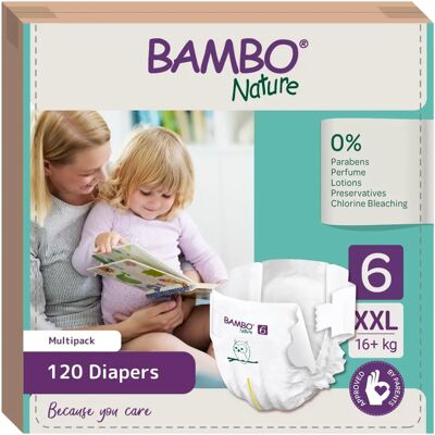 BAMBO NATURE T6 - 120 Units - White Eco Diapers BAMBO NATURE T6 - 120 Units - White Eco Diapers
