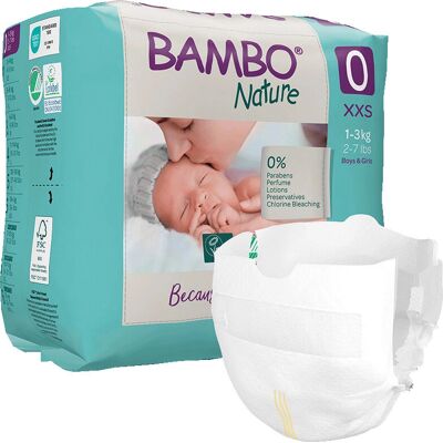 Fraldas descartáveis Bambo Nature T0 - Prematuro 1-3kg Fraldas descartáveis Bambo Nature T0 - Prematuro 1-3kg