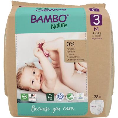 Bambo Nature Eco-Nappy Size 3 - 28 Nappies - Baby Diapers Bambo Nature Eco-Nappy Size 3 - 28 Nappies - Baby Diapers