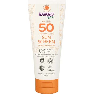 Bambo Nature SPF50 Sunscreen - Broad Spectrum, Sensitive Skin, 100ml Bambo Nature SPF50 Sunscreen - Broad Spectrum, Sensitive Skin, 100ml