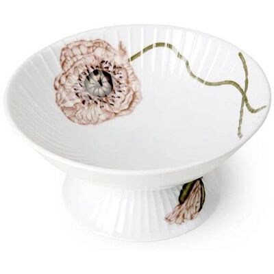 Kähler Hammershøi Mohnschale auf Fuß - 16cm Weiß - Modernes Blumenmuster Kähler Hammershøi Mohnschale auf Fuß - 16cm Weiß - Modernes Blumenmuster