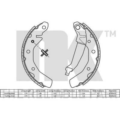 Nk Modell 2750610 Bremsbacken Hinterachse Chevrolet Spark Daewoo Matiz Nk Modell 2750610 Bremsbacken Hinterachse Chevrolet Spark Daewoo Matiz