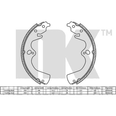 Kia Modell Hinterachse Bremsbackensatz - Trommelbremse Kia Modell Hinterachse Bremsbackensatz - Trommelbremse