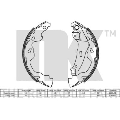NK 2745705 Remschoenset - Achterremmen voor Trommelremmen NK 2745705 Remschoenset - Achterremmen voor Trommelremmen