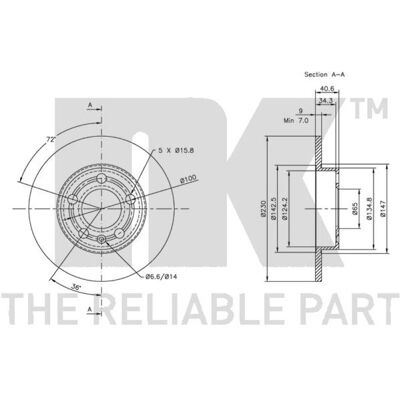 NK Modell 314761 Bremsscheibe - Voll 230mm 5-Loch NK Modell 314761 Bremsscheibe - Voll 230mm 5-Loch