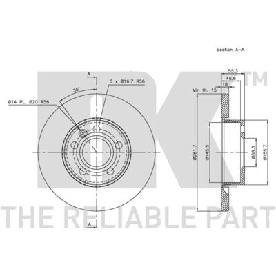 NK 701615301G - VW Transporter 4 Bremsscheibe, 282mm, Vollbeschichtet NK 701615301G - VW Transporter 4 Bremsscheibe, 282mm, Vollbeschichtet
