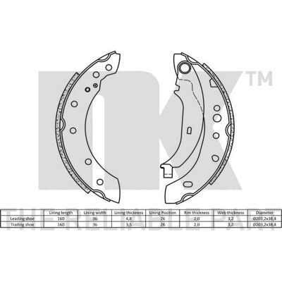 NK 2737736 Bremsbackensatz - Trommelbremsen für Peugeot 206, 106 II, 306 NK 2737736 Bremsbackensatz - Trommelbremsen für Peugeot 206, 106 II, 306