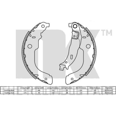 Citroën Peugeot Rear Brake Shoes - 228.6mm Diameter Citroën Peugeot Rear Brake Shoes - 228.6mm Diameter