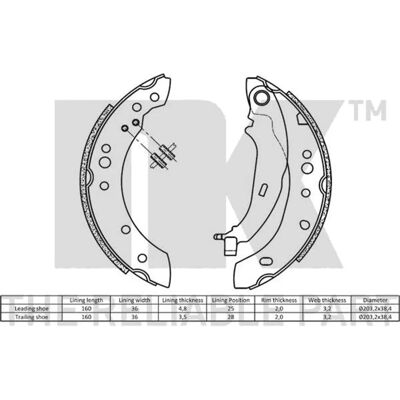 NK MN186120 Kit Pastiglie Freno - Diametro 203mm, Larghezza 38mm - Kit Pastiglie NK MN186120 Kit Pastiglie Freno - Diametro 203mm, Larghezza 38mm - Kit Pastiglie