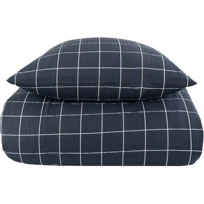 Borg Living Blå Rutet Sengetøy - Bomullscrepe - 200x220 cm Borg Living Blå Rutet Sengetøy - Bomullscrepe - 200x220 cm