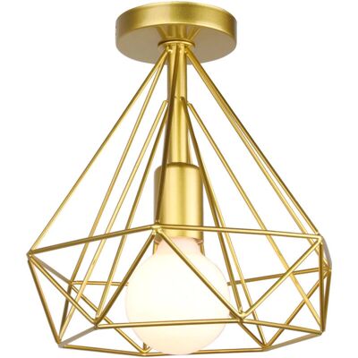 WOTTES - Lámpara de Techo Retro Dorada E27 - Iluminación Interior WOTTES - Lámpara de Techo Retro Dorada E27 - Iluminación Interior