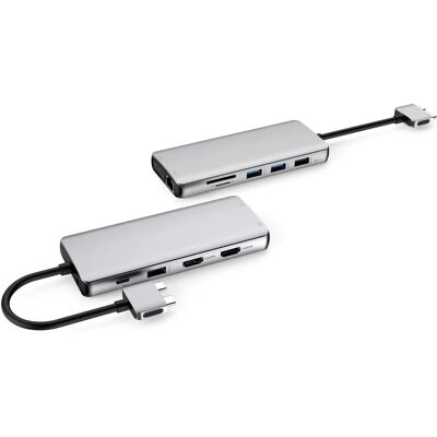 eSTUFF ES623010 Aluminium USB-C Dual Dock - Typ-C Hub für MacBooks eSTUFF ES623010 Aluminium USB-C Dual Dock - Typ-C Hub für MacBooks