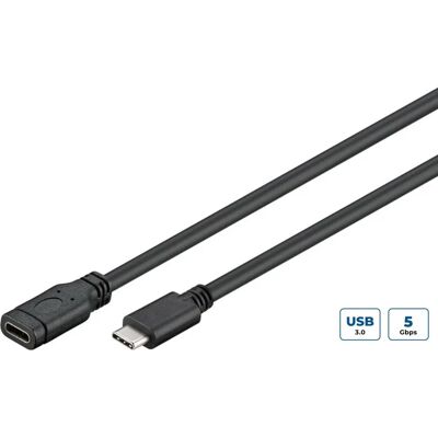 Microconnect USB-C Forlengelseskabel - 1m - Svart, Sølv - USB Kabel Microconnect USB-C Forlengelseskabel - 1m - Svart, Sølv - USB Kabel