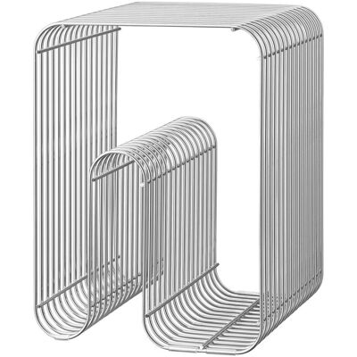 Sgabello Curva di AYTM Argento - Design Modernista Art Déco - Altezza 43cm Sgabello Curva di AYTM Argento - Design Modernista Art Déco - Altezza 43cm