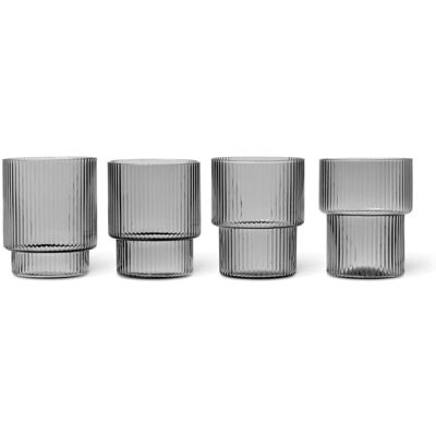 ferm LIVING Ripple Glasses Sett med 4 - Røkgrå ferm LIVING Ripple Glasses Sett med 4 - Røkgrå