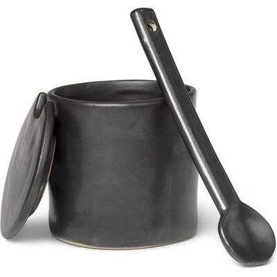 Ferm LIVING Flow Krukke med skje - Servise - Svart - One Size Ferm LIVING Flow Krukke med skje - Servise - Svart - One Size