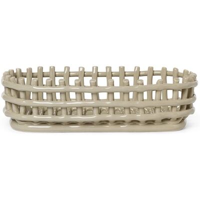 ferm LIVING Panier en céramique oval beige - Panier de rangement - Publicité ferm LIVING Panier en céramique oval beige - Panier de rangement - Publicité