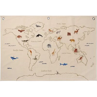 Ferm Living Mappa Tessile del Mondo Off White - Tipo di Parete Ferm Living Mappa Tessile del Mondo Off White - Tipo di Parete