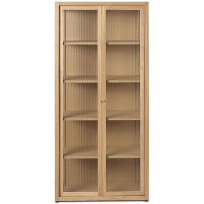 Ferm Living Reed Vitrine - Naturlig Eik - Texturert Glass - 155cm Ferm Living Reed Vitrine - Naturlig Eik - Texturert Glass - 155cm