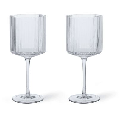Ferm Living Ripple Rødvinsglass Sett - Art Deco Stil Ferm Living Ripple Rødvinsglass Sett - Art Deco Stil