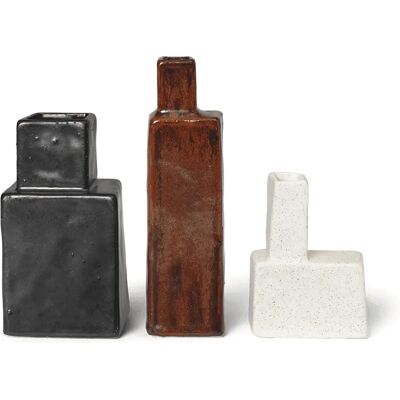 Ferm Living Koa 3 Vases en Céramique - Décor Moderne Géométrique - Publicité Ferm Living Koa 3 Vases en Céramique - Décor Moderne Géométrique - Publicité