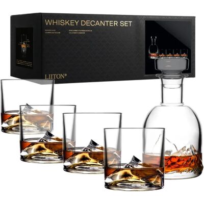 LIITON Everest Whisky-Set - Kristall, 4x 270ml & 1L Dekanter LIITON Everest Whisky-Set - Kristall, 4x 270ml & 1L Dekanter