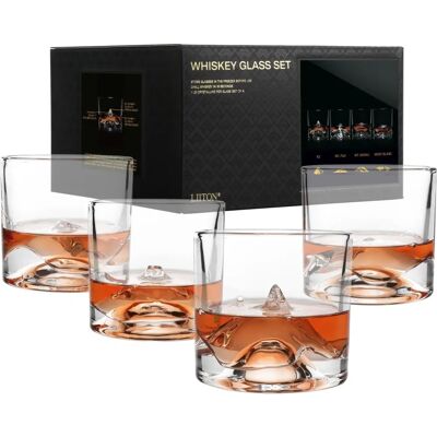 Liiton Kristall-Whiskeyglas-Set - Elegante 3D-Boden - 230-280ml Liiton Kristall-Whiskeyglas-Set - Elegante 3D-Boden - 230-280ml