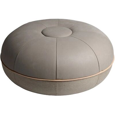 Fritz Hansen Liten Ø 50cm Lær Grå Puff - Skandinavisk Design Fritz Hansen Liten Ø 50cm Lær Grå Puff - Skandinavisk Design