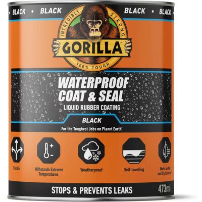 Gorilla Black Waterproof Coating & Seal Liquid Rubber - 473ml - Coating & Seal Liquid Rubber - Waterproof - Black - 473ml Gorilla Black Waterproof Coating & Seal Liquid Rubber - 473ml - Coating & Seal Liquid Rubber - Waterproof - Black - 473ml