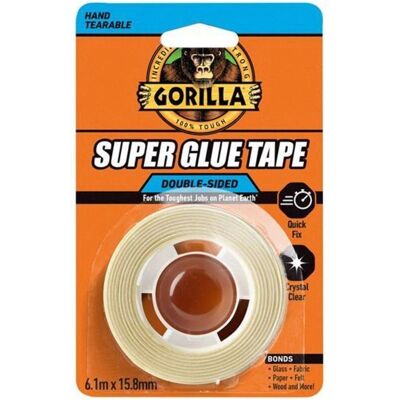 Gorilla - Super Glue Tape - Heavy Duty - Crystal Clear - Tape Gorilla - Super Glue Tape - Heavy Duty - Crystal Clear - Tape