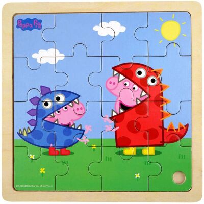 Puzzle en bois Peppa Pig de Barbo Toys - Dino DressUp - 16 Pièces - Publicité Puzzle en bois Peppa Pig de Barbo Toys - Dino DressUp - 16 Pièces - Publicité