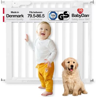 BabyDan Sikkerhetsport - Modell 60114-2491-01-hvid - Justerbar Bredde 79,5-86,5cm BabyDan Sikkerhetsport - Modell 60114-2491-01-hvid - Justerbar Bredde 79,5-86,5cm