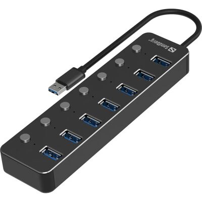Sandberg 134-33 Concentrateur USB - 7 Ports, Noir - Publicité Sandberg 134-33 Concentrateur USB - 7 Ports, Noir - Publicité