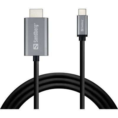 Kabel USB-C do HDMI Sandberg 136-21 - Srebrny 2m Kabel USB-C do HDMI Sandberg 136-21 - Srebrny 2m