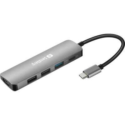 Sandberg 136-32 USB-C Docking Station - Grå Sandberg 136-32 USB-C Docking Station - Grå