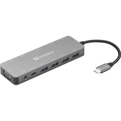 Sandberg 136-45 USB-C Matkalaitteistolaitteisto - Docking Station/Port Replikator Sandberg 136-45 USB-C Matkalaitteistolaitteisto - Docking Station/Port Replikator