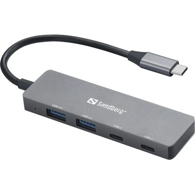 Sandberg Model 136-50 USB Hub - USB-C to 2xUSB-A+2xUSB-C - Grey Sandberg Model 136-50 USB Hub - USB-C to 2xUSB-A+2xUSB-C - Grey