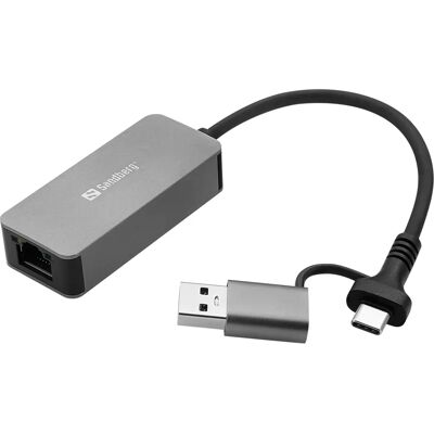 Sandberg 136-68 Netværksadapter - RJ-45 Ethernet USB-C/A Sandberg 136-68 Netværksadapter - RJ-45 Ethernet USB-C/A