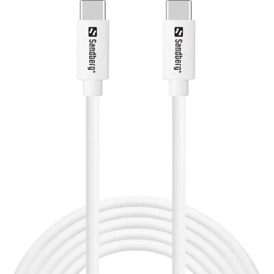 Sandberg USB-C 65W 2M Hvid USB Kabel - USB Type-C Oplader & Dataoverførsel Sandberg USB-C 65W 2M Hvid USB Kabel - USB Type-C Oplader & Dataoverførsel