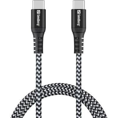 Sandberg USB-kabel - Holdbart Kevlar-innbundet nylon - 1M - USB 2.0 - Svart, Grå Sandberg USB-kabel - Holdbart Kevlar-innbundet nylon - 1M - USB 2.0 - Svart, Grå