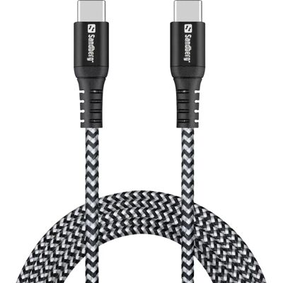 Sandberg 441-67 USB C Kabel - Verstärkt Kevlar - 2m - Schwarz/Weiß Sandberg 441-67 USB C Kabel - Verstärkt Kevlar - 2m - Schwarz/Weiß