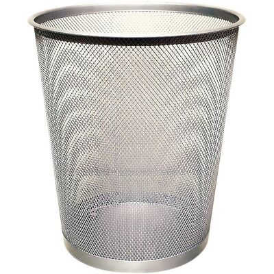 Cesto de Papeles de Rede Metálico Prata Capacidad 19 Litros - Waste Basket Cesto de Papeles de Rede Metálico Prata Capacidad 19 Litros - Waste Basket