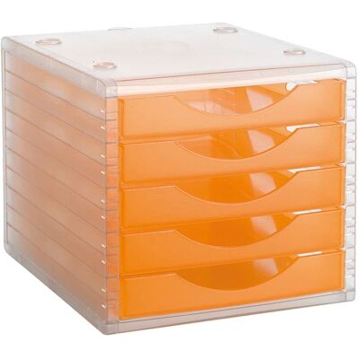 Gaveta de arquivo transparente Q-connect - 340x270x255 mm - Empilhável - Mandarina Gaveta de arquivo transparente Q-connect - 340x270x255 mm - Empilhável - Mandarina