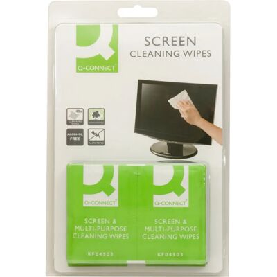 Q-Connect Lingettes Nettoyage - Surfaces sensibles, biodégradables, pack de 40 Q-Connect Lingettes Nettoyage - Surfaces sensibles, biodégradables, pack de 40