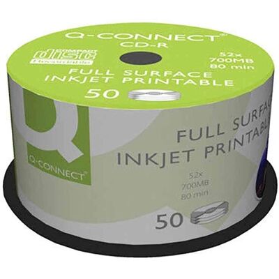 Q-Connect Inktjet-tryckbara CD-R - 52x - 700MB - Pack av 50 Q-Connect Inktjet-tryckbara CD-R - 52x - 700MB - Pack av 50